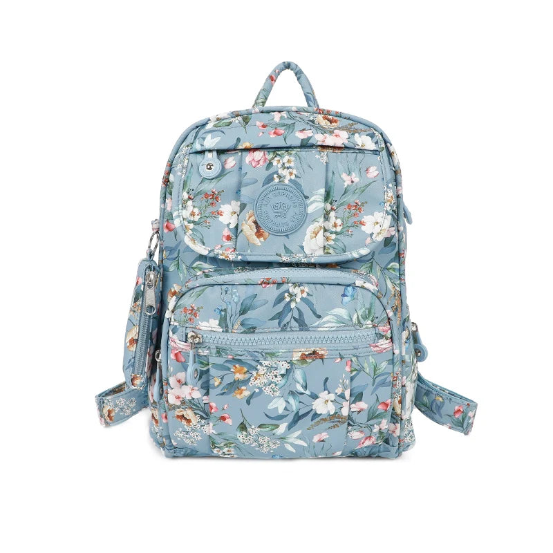 Lightweight backpack - Light blue floral