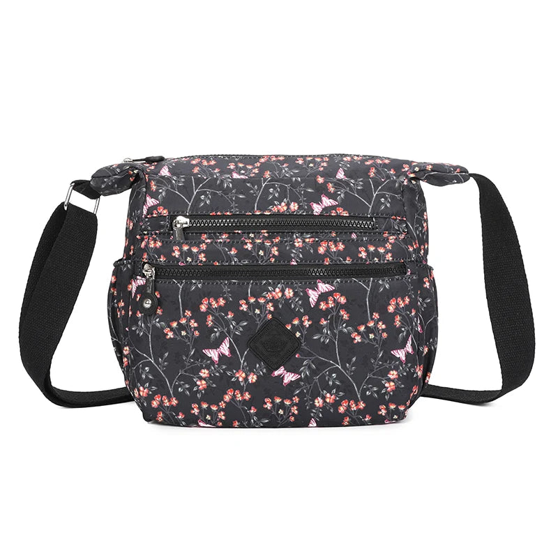 Medium lightweight crossbody bag - Black butterfly