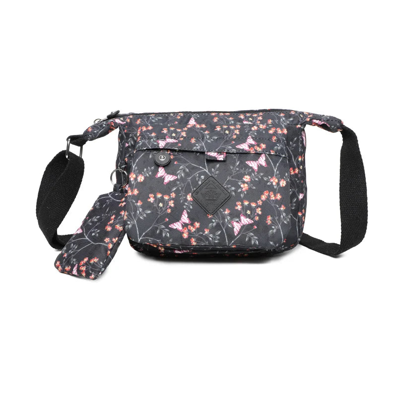 Small lightweight crossbody bag - Black butterfly