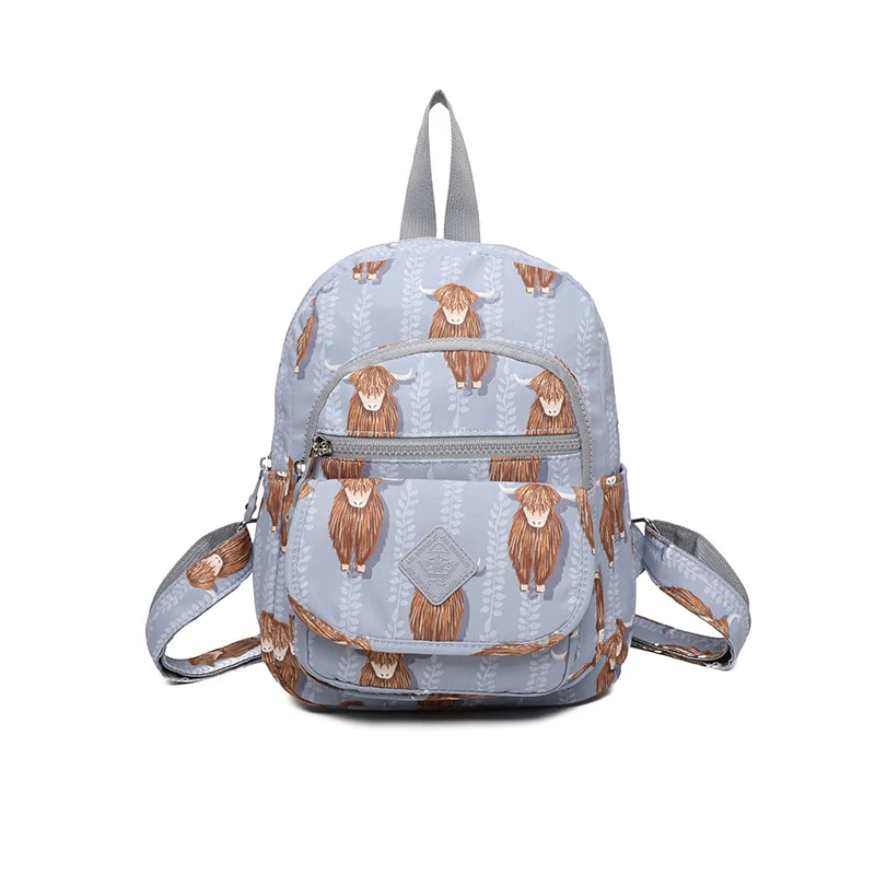 Small lightweight backpack - Grey Highland Cow