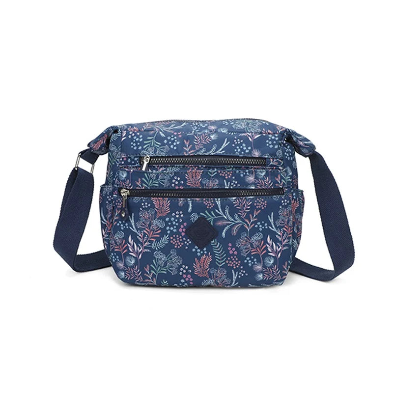 Medium lightweight crossbody bag - Navy wildflower
